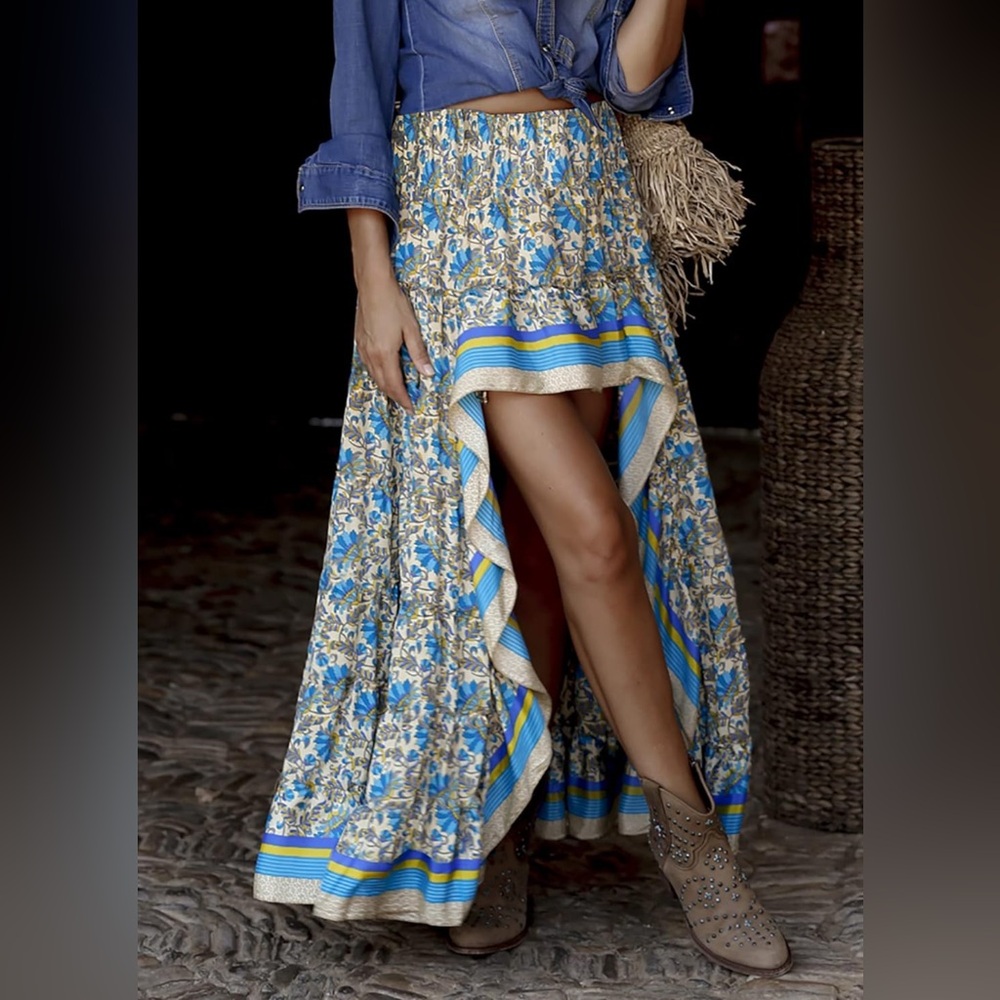 Floral Blue and Yellow Women's Skirt